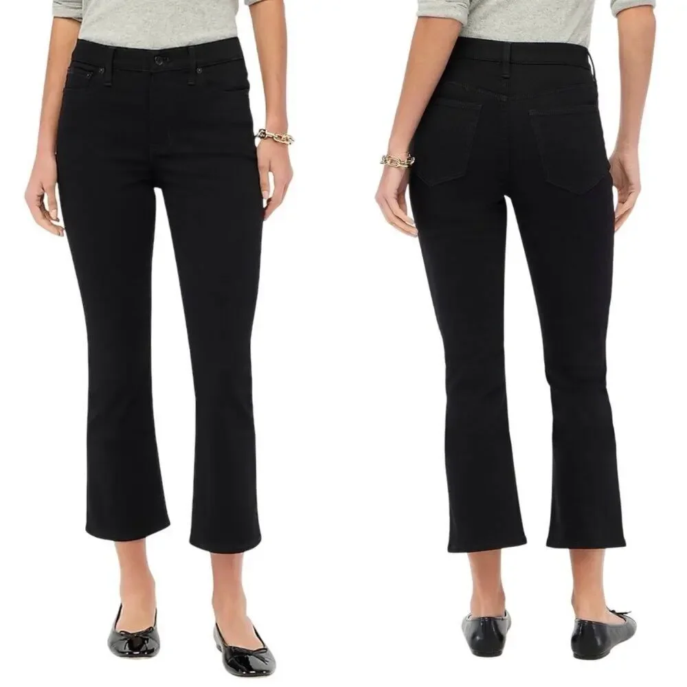j.‎ crew flare crop black jean in all-day stretch black bt057 women size 29
